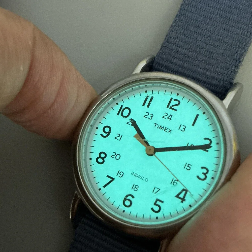 Timex Weekender Indiglo WR 30M Womens Watch 31mm Blue Nylon Strap New Battery